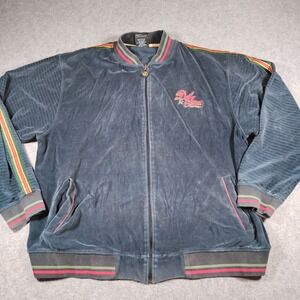 Def Jam University Mens XXL Velour Track Jacket Blue Striped Hip Hop Streetwear